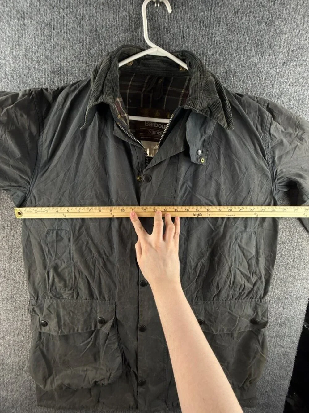 Barbour A205 Border Blue Waxed Jacket Coat Men Full Zip England Size 40 Faded